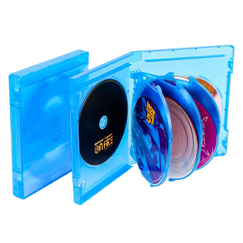 BOATISLE 8-disc Blu-ray case in blue transparent plastic keeps discs organized and protected.