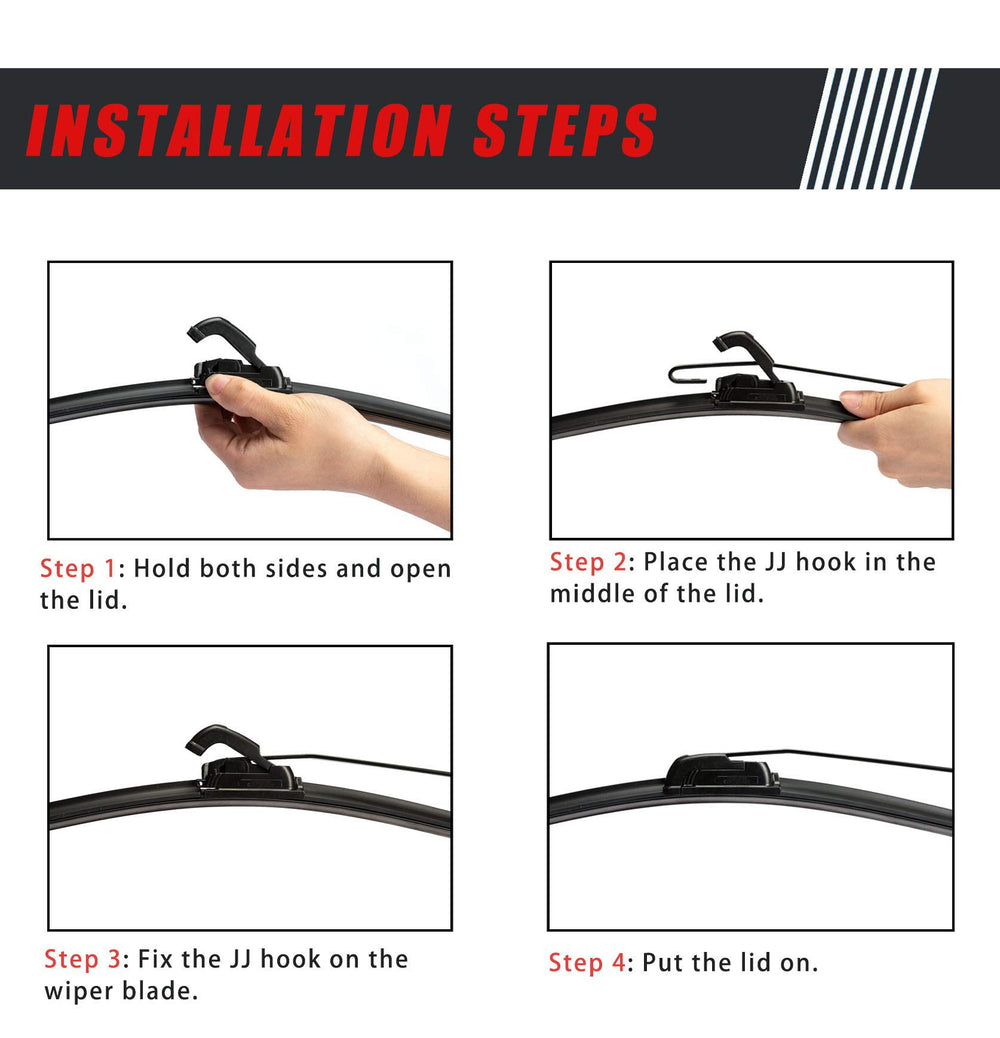 Boine kit 22.5-inch reach shown to cover wide windshields.