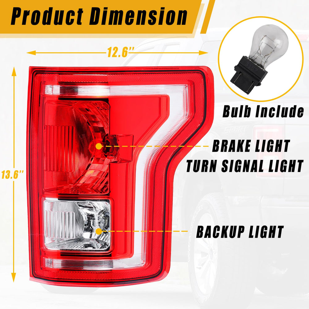 Boine tail light with bulb included for easy replacement.