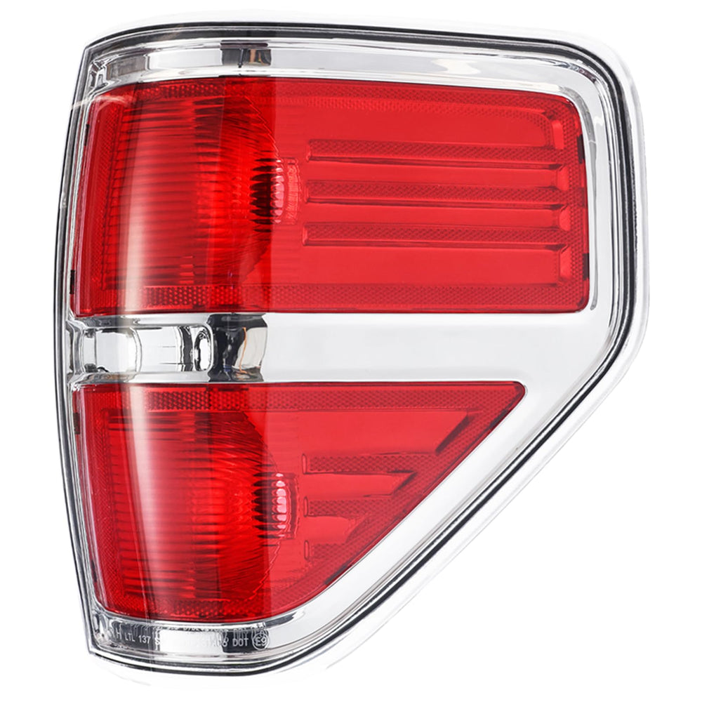 Boine right passenger tail light housing for Ford F-150 2009-2014 with chrome trim and durable ABS construction
