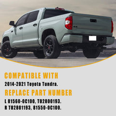 Boine tail light compatibility for 2014-2021 Toyota Tundra left.