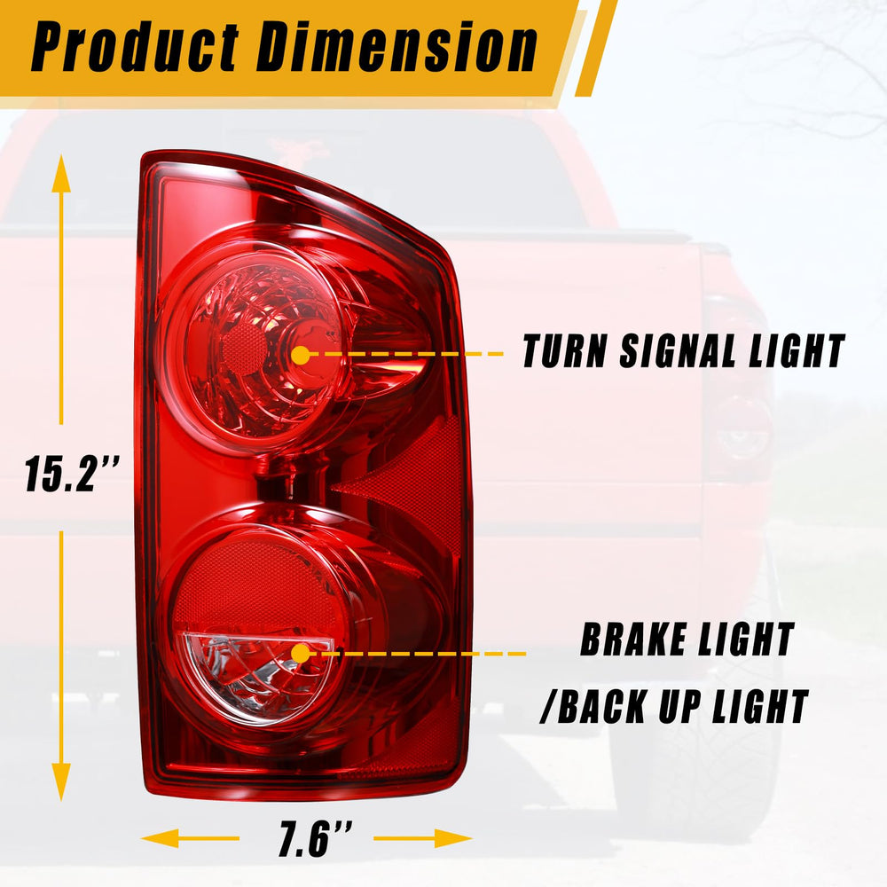Boine left taillight for Dodge Ram 2007-2009 with red lens for safety.