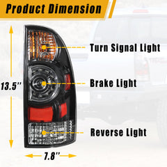 Boine tail light passenger side for Toyota Tacoma with durable black bezel.