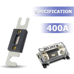 BOJACK packaging shows fuse holder and 400A ANL fuse.