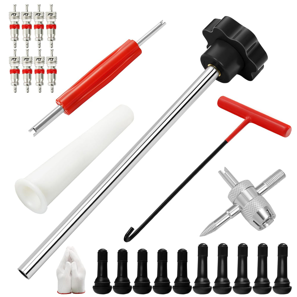 BOJIAN 23PCS Tire Valve Stem Tool Kit enabling easy valve changes on vehicles