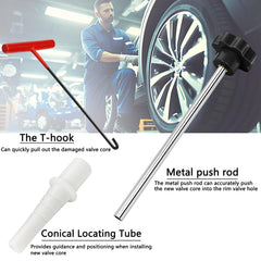 BOJIAN T-hook tool for quick valve core removal on wheels.