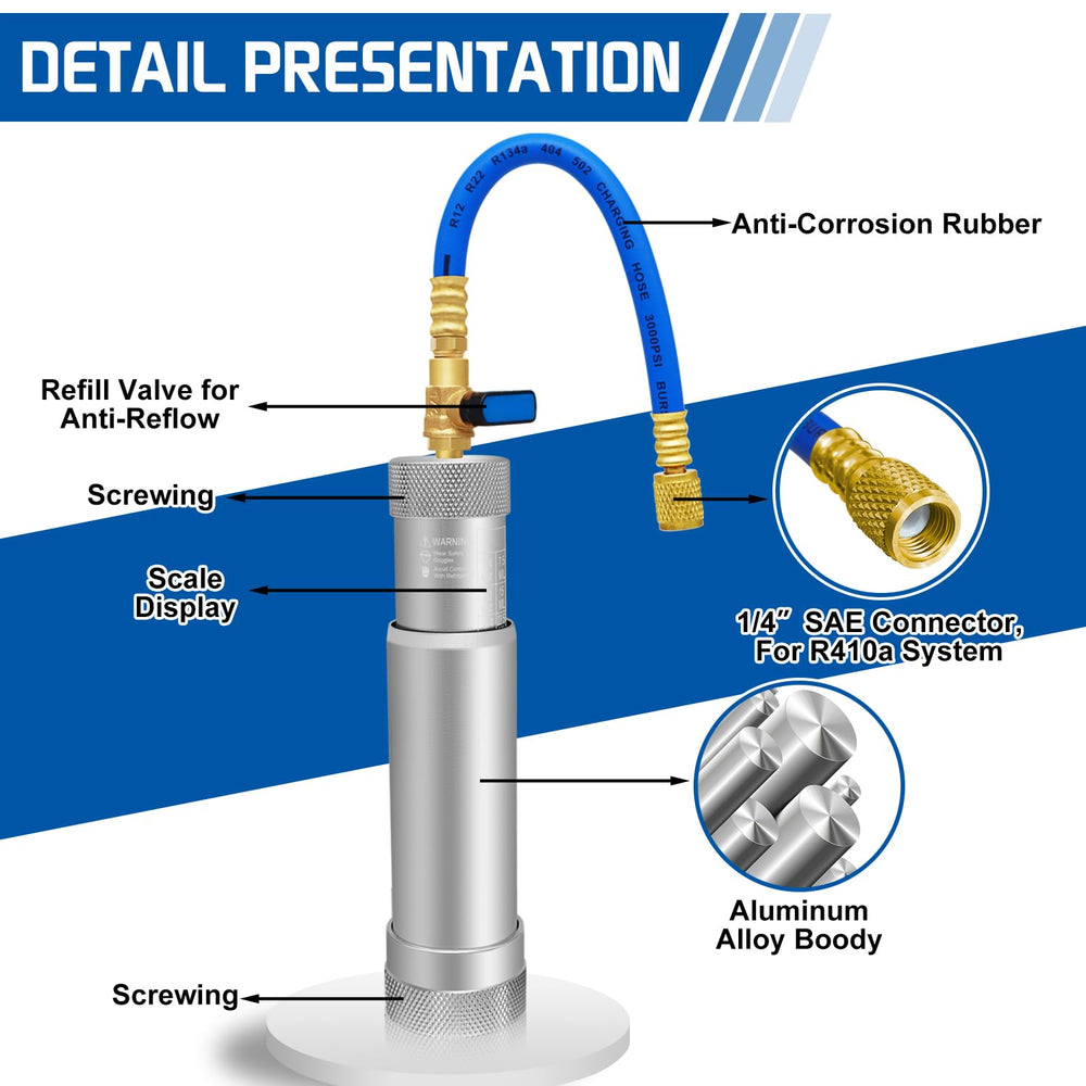 Boltigen AC Oil Dye Injector Kit refrigerant adapters laid out for easy identification.