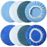 Boltigen light blue microfiber bonnet for gentle, even wax removal.