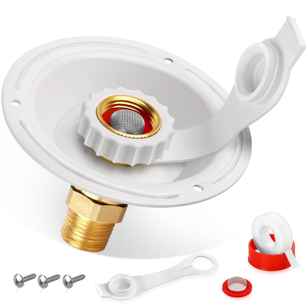 Boltigen RV city water inlet flange with rugged brass body for reliable hookups