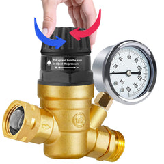 Boltigen RV water regulator with gauge for precise control during travels