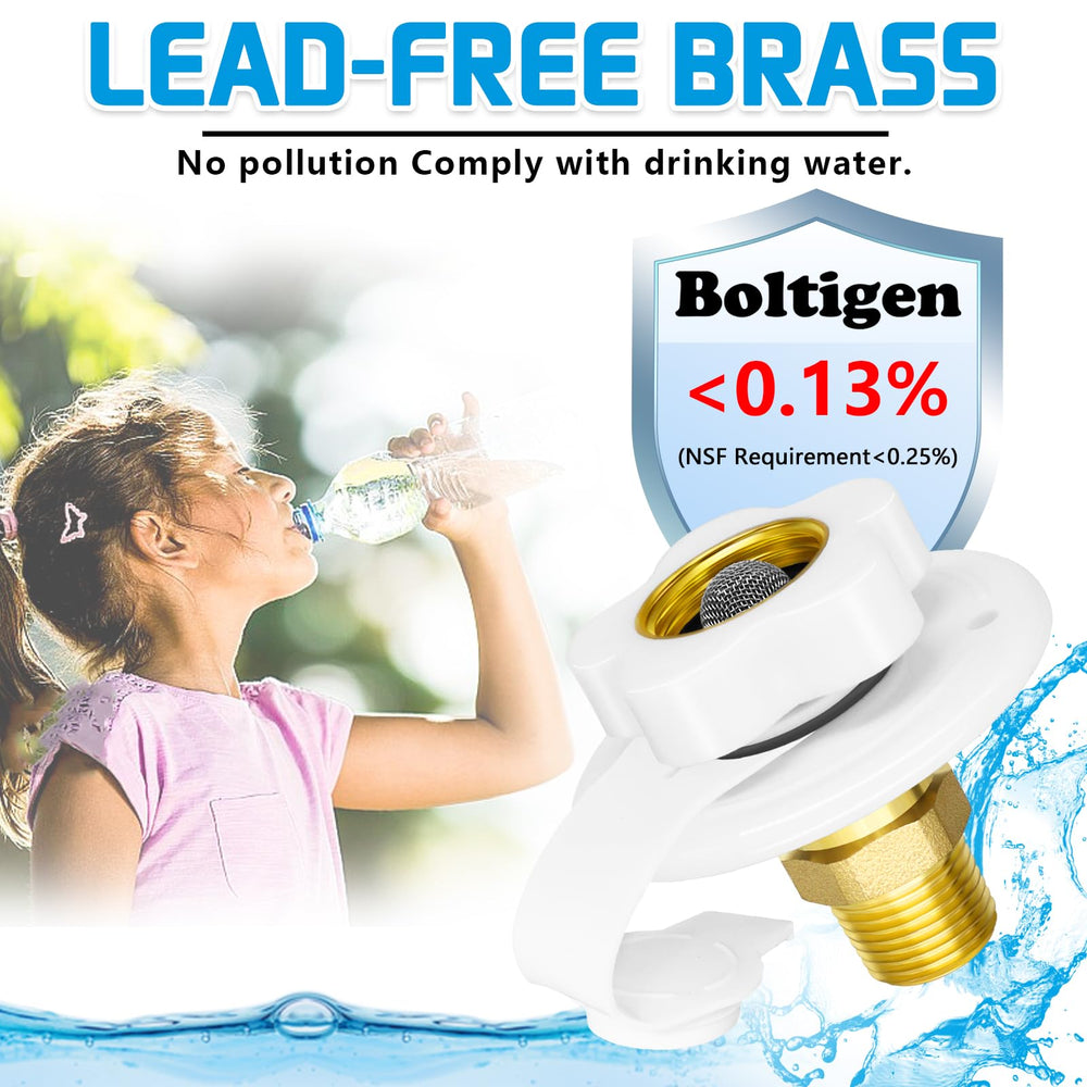Boltigen white flange rv water inlet mounted securely for rugged outdoor use