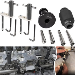 Bonbo 6706 injector rail remover in use on a GM engine for precise rail extraction