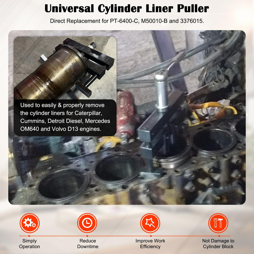 Bonbo liner puller showing compatibility with Mack Cummins CAT engines