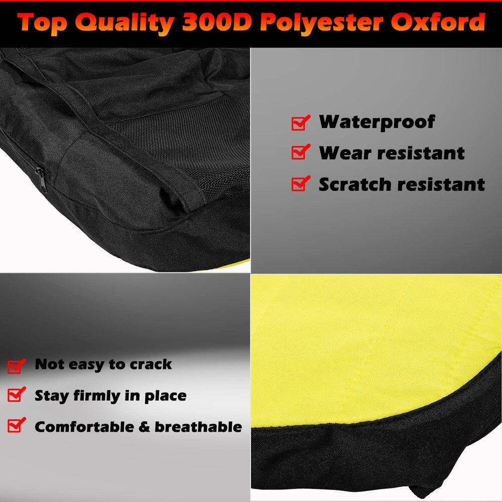 Zippered tool pocket on Bonbo LP92334 seat cover offers easy on-mower access.