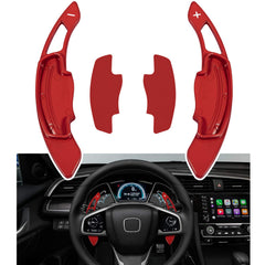 Bonbo red aluminum paddle extension cover on steering wheel adds sporty interior style.
