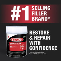 Bondo hardener bottle shown for fast-setting repair mix.
