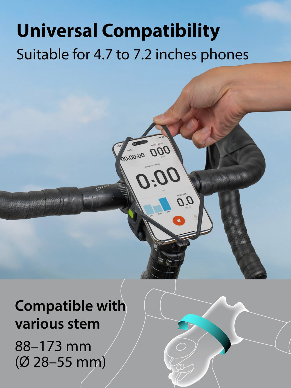 Bone Bike Tie 6 Pro wide compatibility fits 4.7–7.2 inch phones