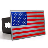 Bonrcea American flag hitch cover front view shows bold emblem and rugged construction.