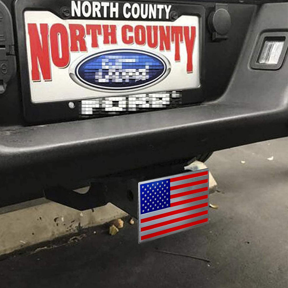 Bonrcea american flag hitch cover with weather durability withstands all-season use.