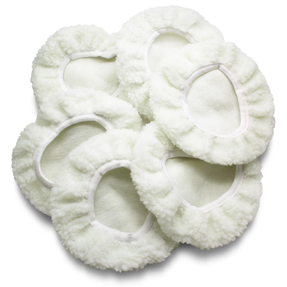 Bonsicoky 6-pcs car polisher bonnet set, easy installation with elastic head for secure fit.