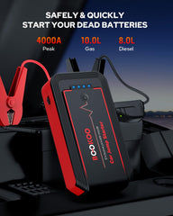 BOOKOO H9 jump starter side view highlights compact design for easy storage.