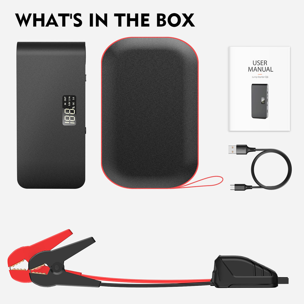 Bookoo portable jump starter in use powering a vehicle.