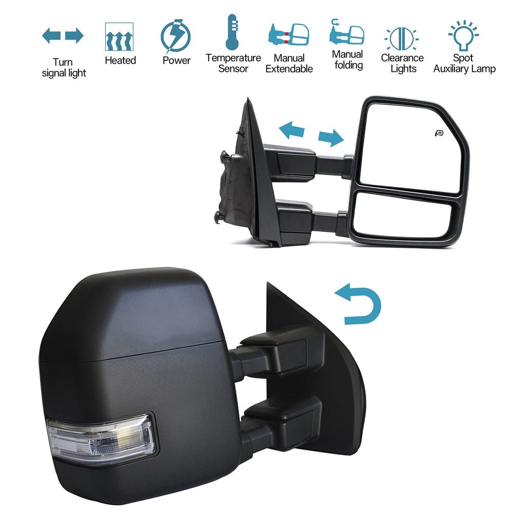 BOOLEE towing mirror right assembly for Ford Super Duty enhances lane changes