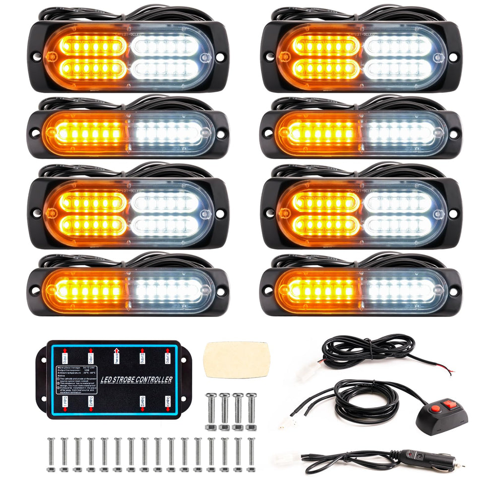 BooYu 8-pcs sync LED emergency strobe front view shows high visibility for roadside signaling