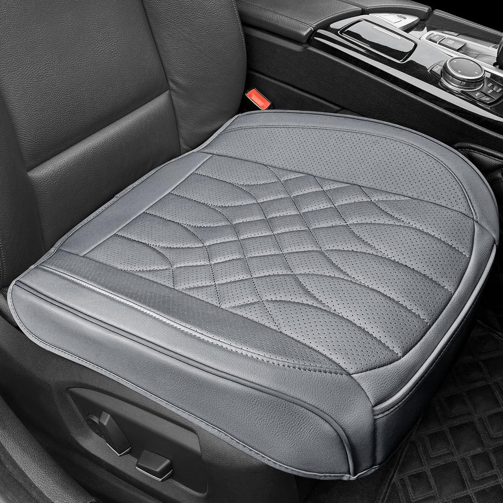 BOPUOVRE leather front seat cover assembly view showing snug fit
