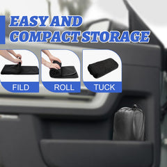 BOPUOVRE seat cover rolled up for compact storage in vehicle