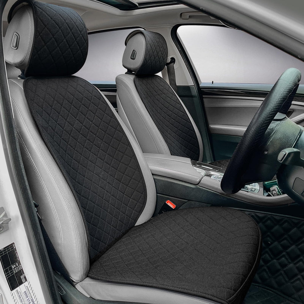 BOPUOVRE linen car seat covers front pair protect seats with breathable comfort.