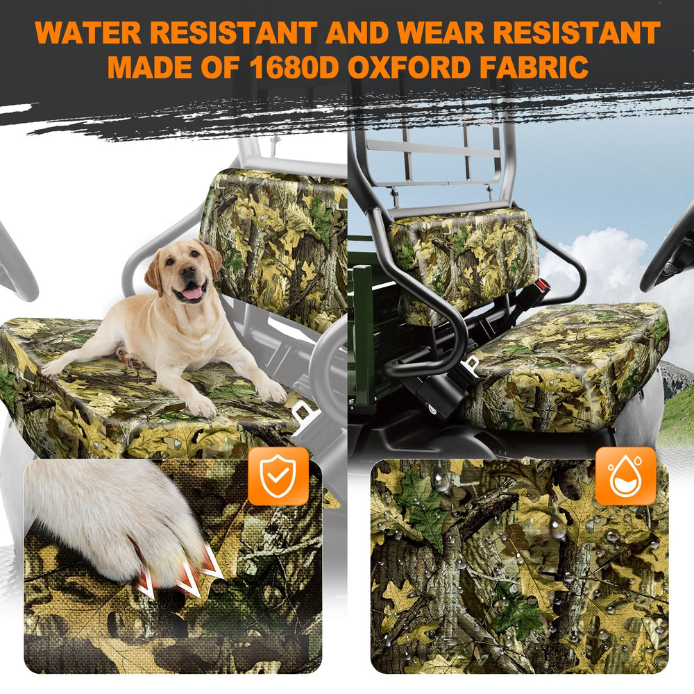BORDAN camo UTV seat cover backrest on Kawasaki Mule guards against mud