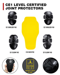 BORLENI jacket with reflective back strip improves visibility during rides at night.