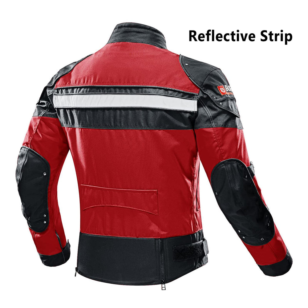 BORLENI motorcycle jacket removable liner demonstrates year-round versatility.