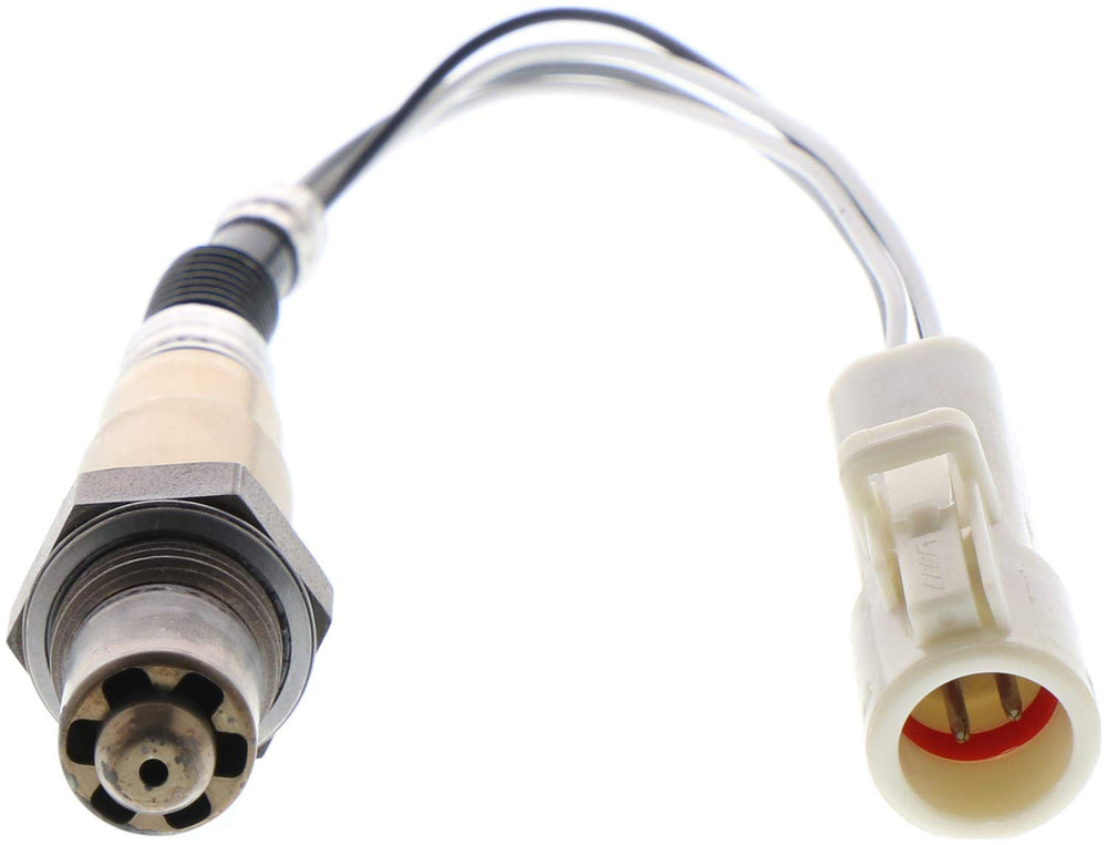 Bosch 15664 oxygen sensor front view with durable stainless steel body for long-lasting performance.