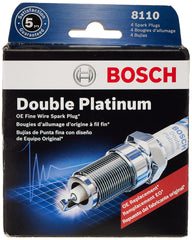 Bosch 8110 spark plug closeup with fine wire platinum core enhancing ignitability