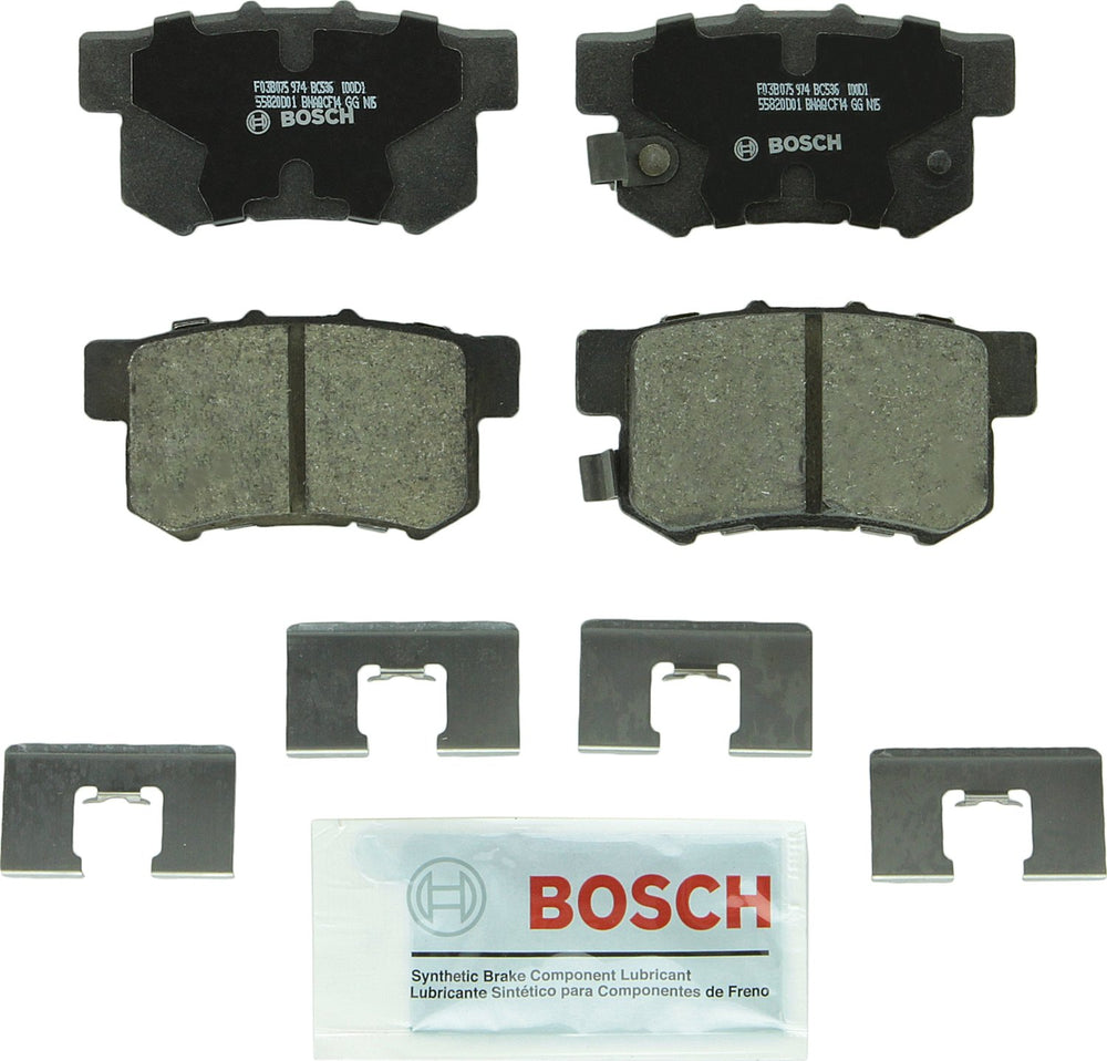 Bosch BC536 QuietCast rear brake pad set for select vehicles, enhances quiet operation and stopping power