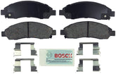 Bosch BE1039H blue disc brake pad front view showing ceramic friction for quiet stops.