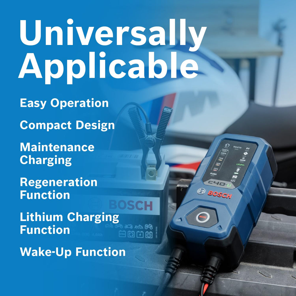 Bosch C40-Li maintenance and regeneration help prolong battery life.
