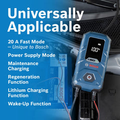 Bosch C80-Li power supply mode preserves vehicle settings during servicing.