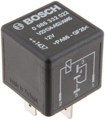 Bosch Changeover Mini Relay front view, compact and reliable for tight automotive spaces.