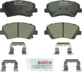 Bosch QuietCast front brake pads on Hyundai Elantra full-detail showcase premium fit and performance.