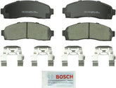 Bosch QuietCast front brake pads with ceramic friction for quiet stopping and reduced dust.