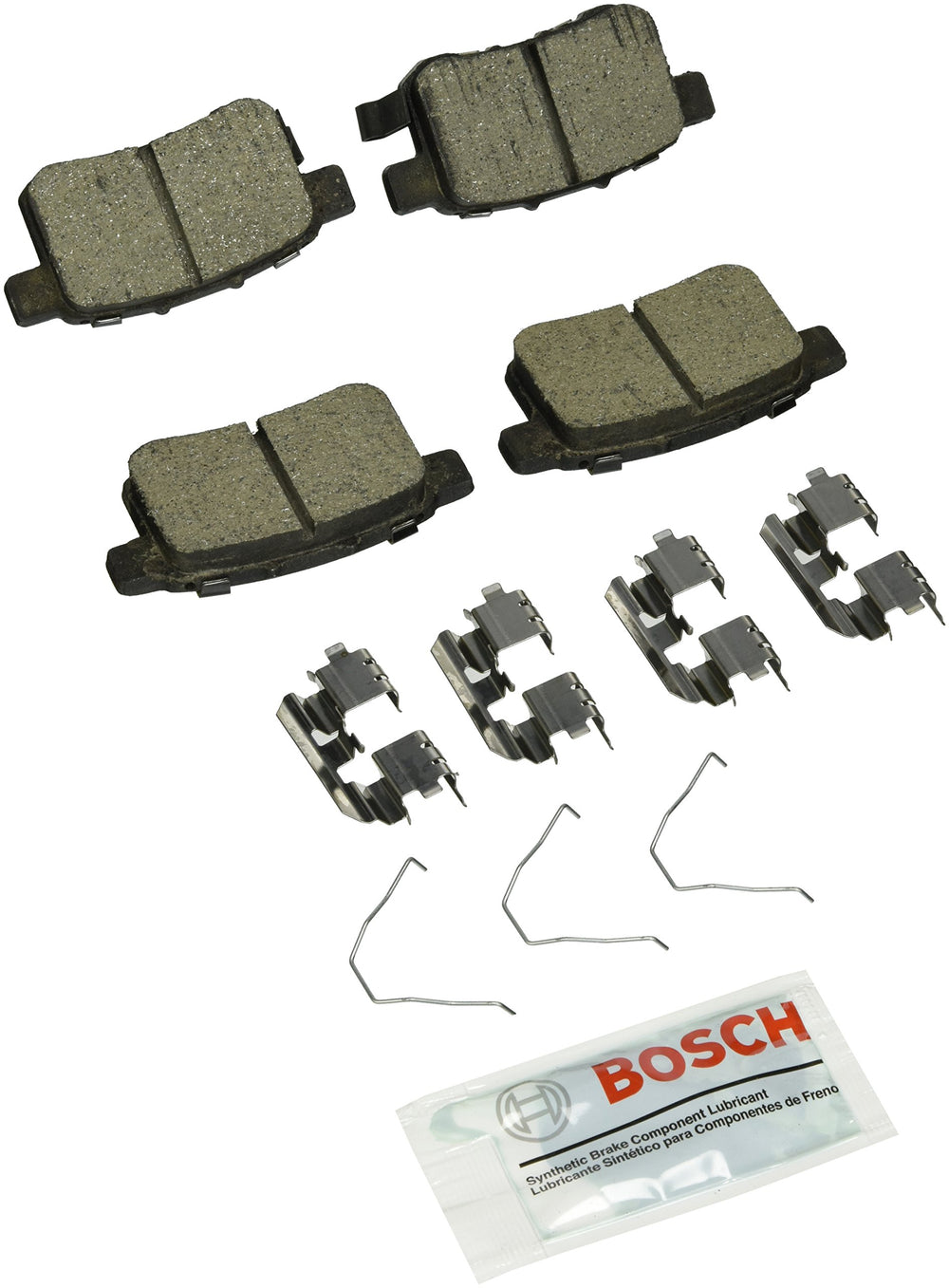 Bosch QuietCast premium ceramic rear brake pad for quiet, durable braking.