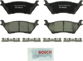 Bosch QuietCast rear brake pad set on Ford F-150 showing quiet, durable stopping power.