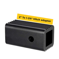 BougeRV 2in to 1.25in hitch adapter close-up shows aluminum frosted finish