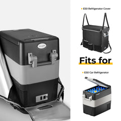 BougeRV cover with flap access demonstrating easy reach without removing the refrigerator.