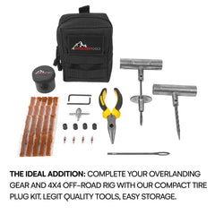 Boulder Tools tubeless tire repair in action on a remote trail.