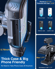 Bovemanx four-arm grip stabilizes devices during bumpy rides.