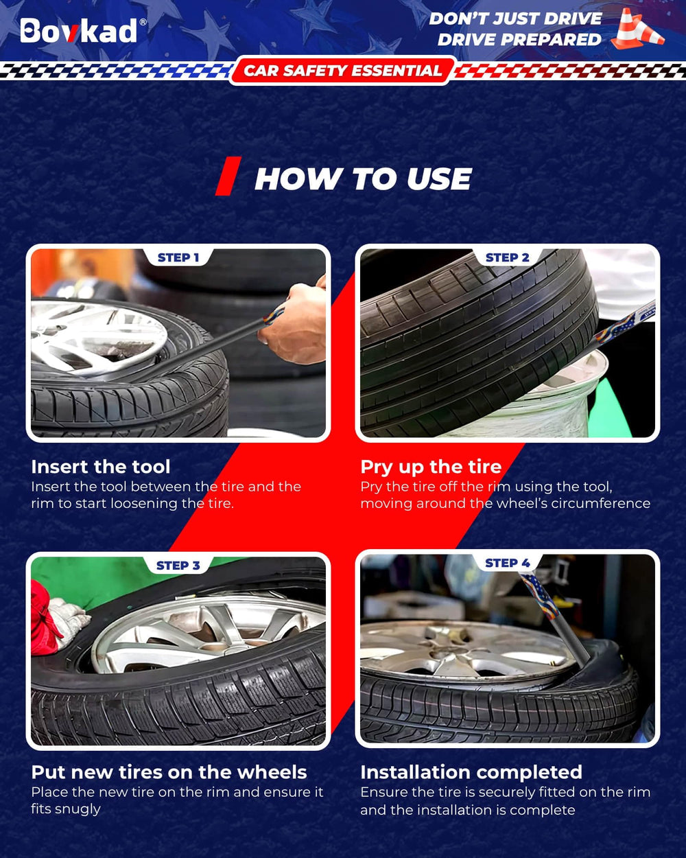 Durable Bovkad tire spoons built for trucks, SUVs, semis and farms